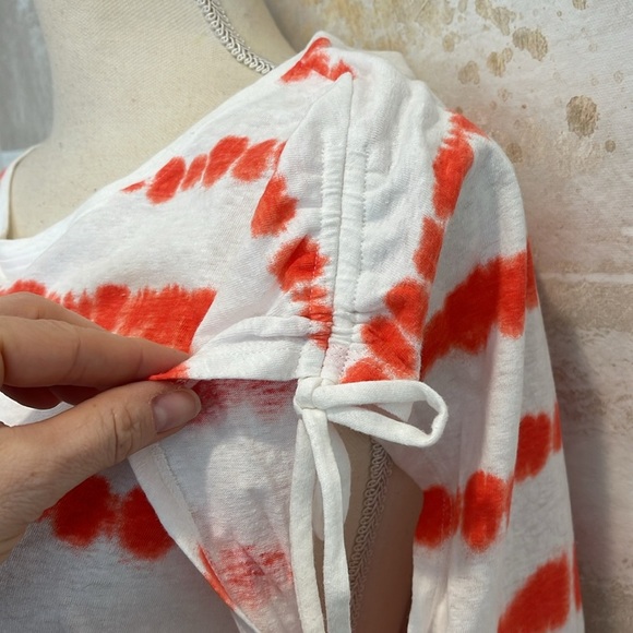 CINCHED SHOULDER BATEAU NECK TEE - TIE-DYE STRIPE - Picture 3 of 4